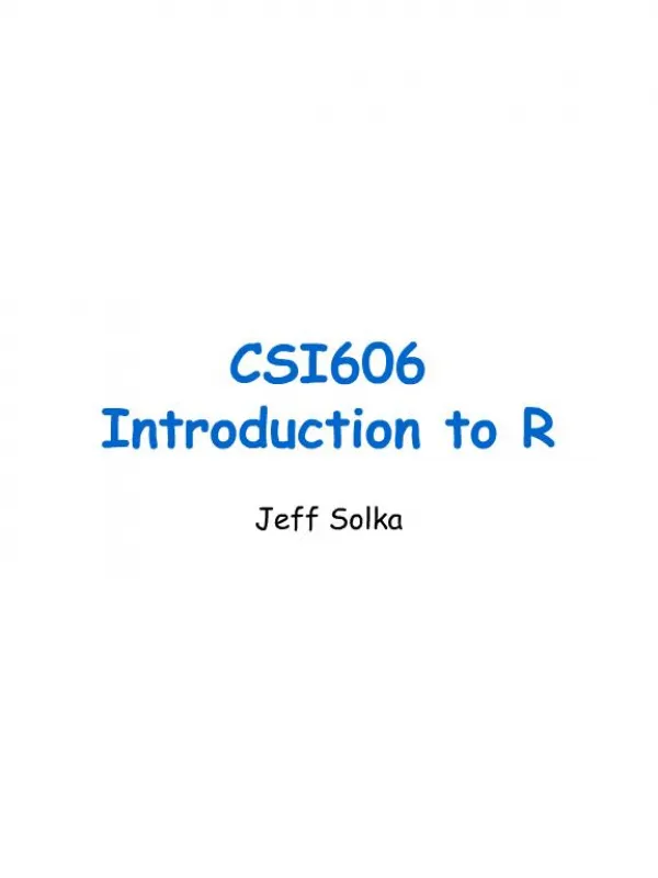 CSI606 Introduction to R
