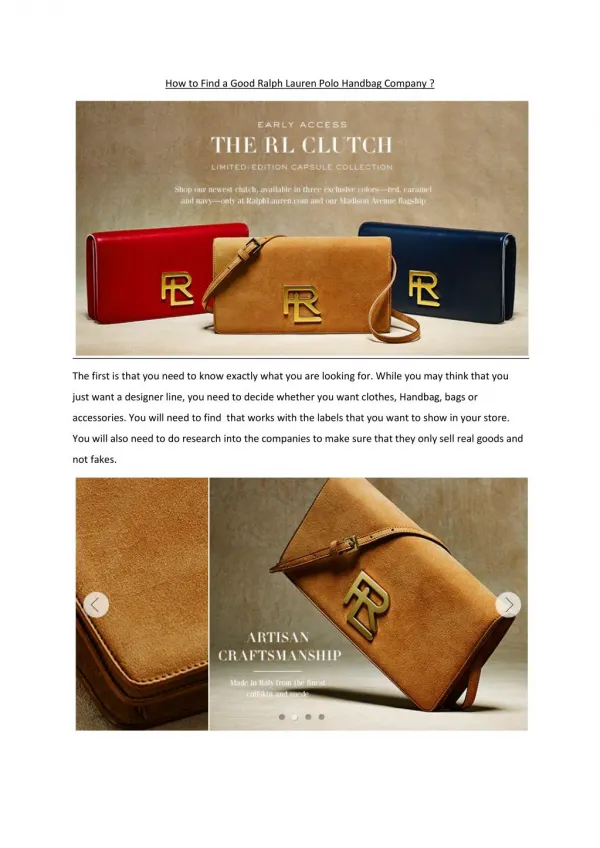 How to Find a Good Ralph Lauren Polo Handbag
