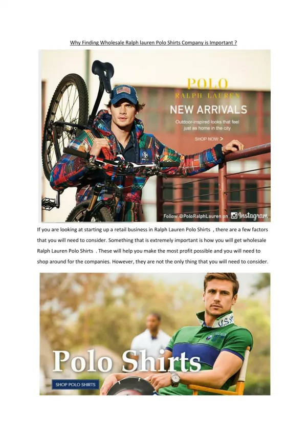 Why Finding Wholesale Ralph lauren Polo Shirts Company is Important ?