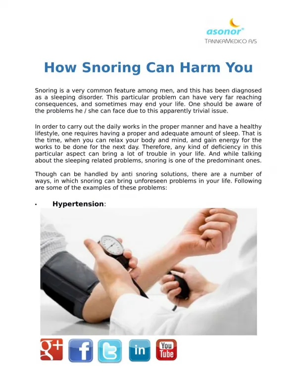 How Snoring Can Harm You