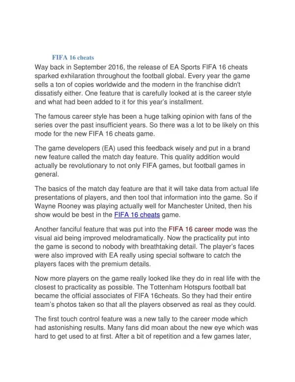 FIFA 16 cheats