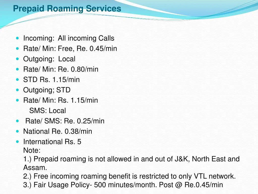 prepaid roaming services