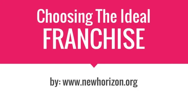 Choosing The Right Franchise For You