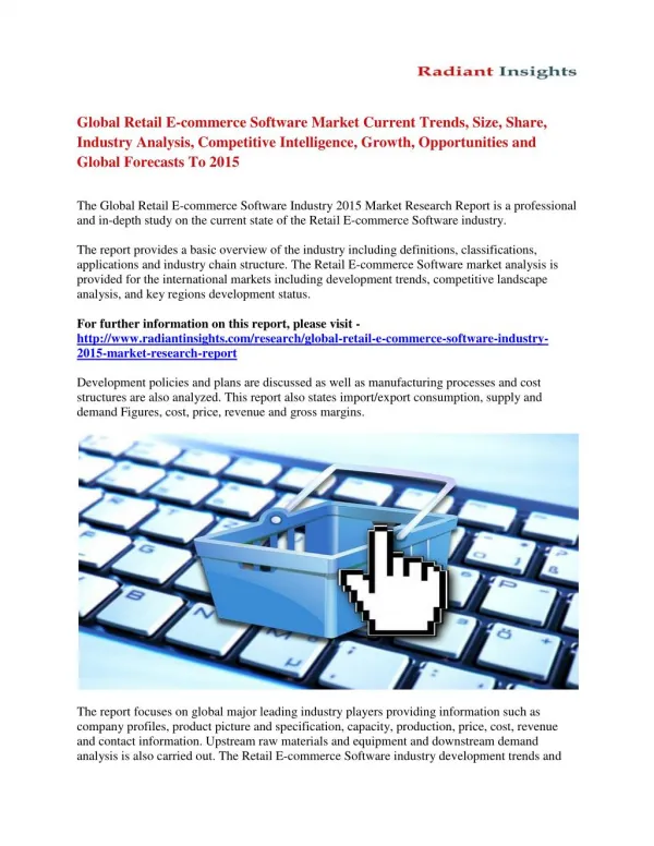 Retail E-commerce Software Market Growth, Strategy and Forecasts Worldwide 2015