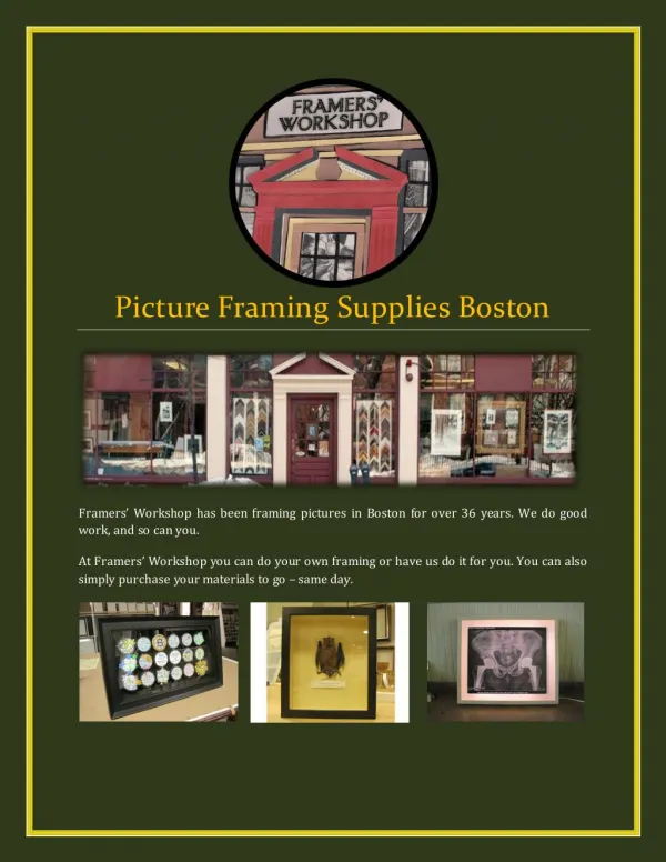 Picture Framing Supplies Boston
