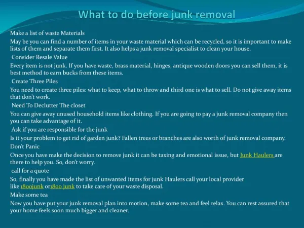 What to do before Junk Removal?