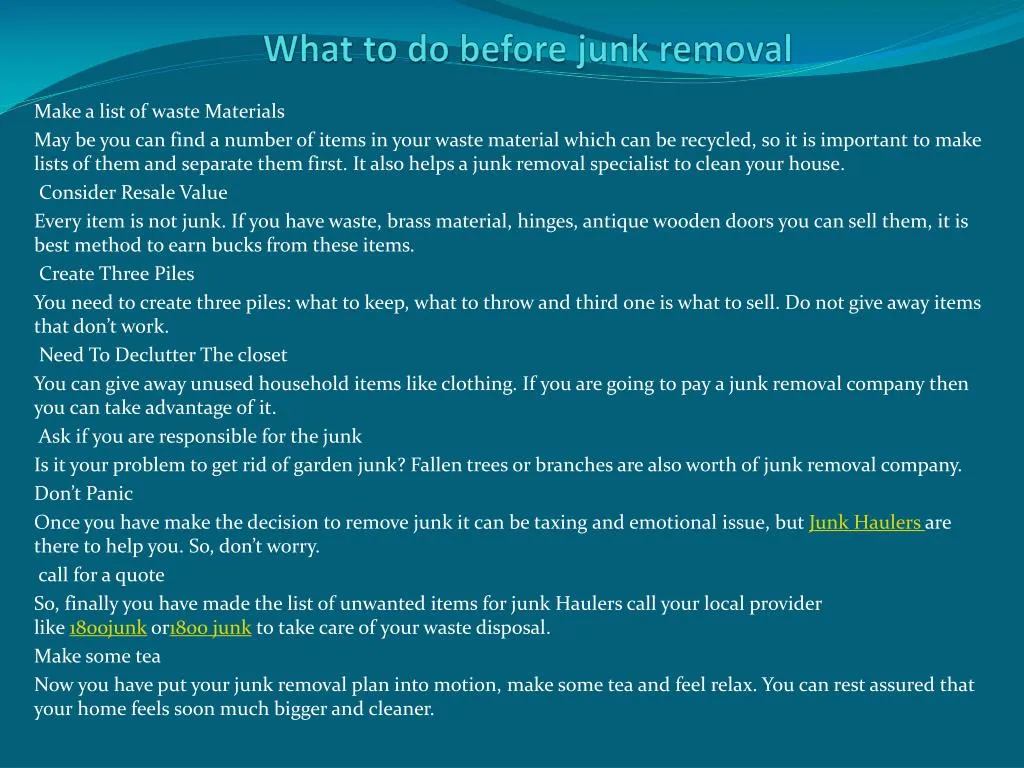 what to do before junk removal