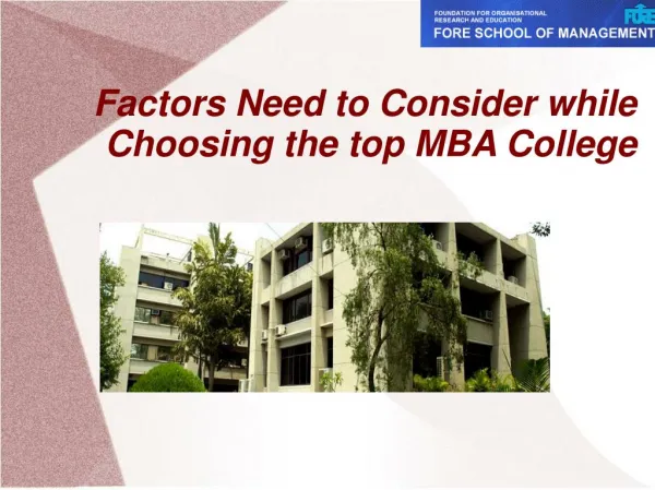 Factors Need to Consider while Choosing the top MBA College