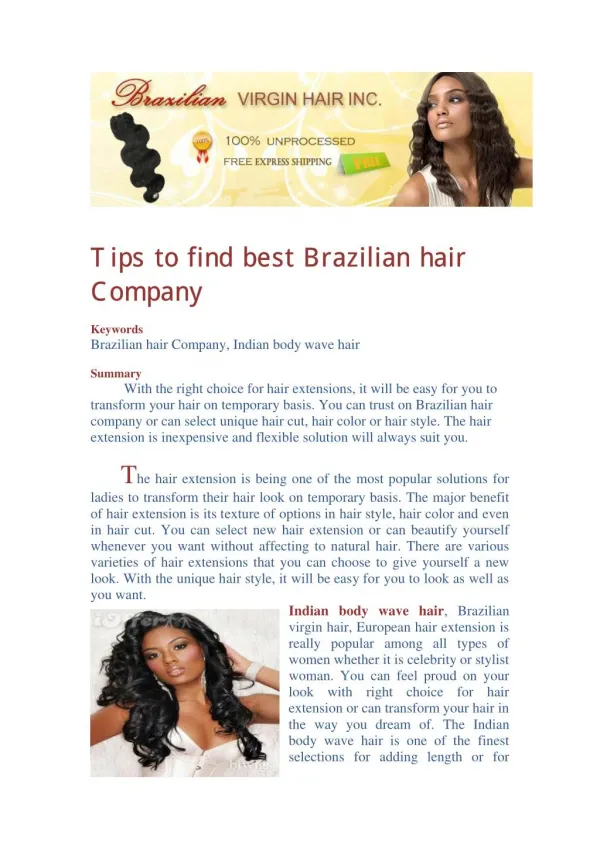 Tips to find best Brazilian hair Company
