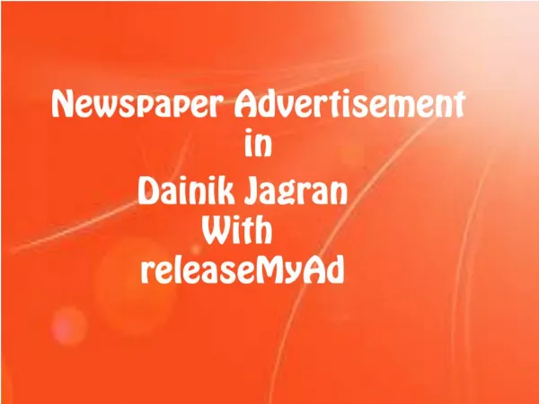Book Dainik Jagran classified ads online with releaseMyAd.