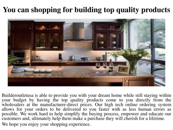 you can shopping for building top quality product