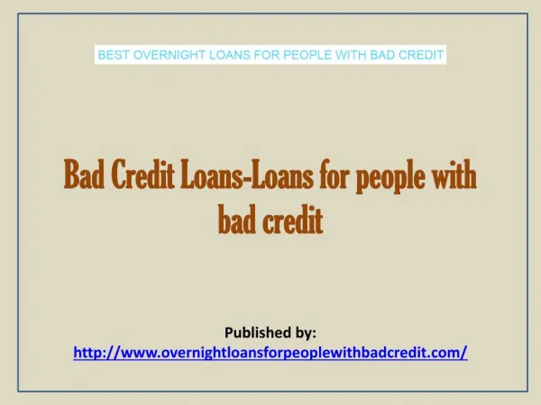 Loans for people with bad credit