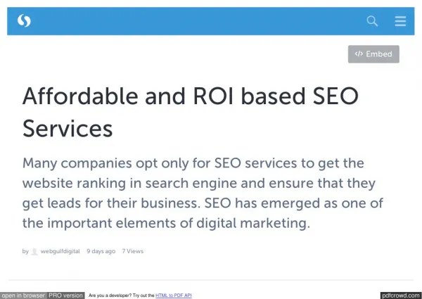 Affordable and ROI based SEO Services