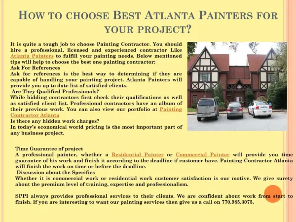 How to choose Best Atlanta Painters for your project?