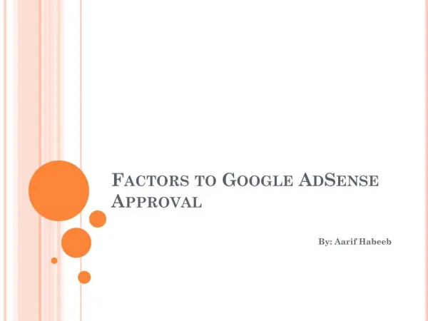 Factors to Google AdSense Approval