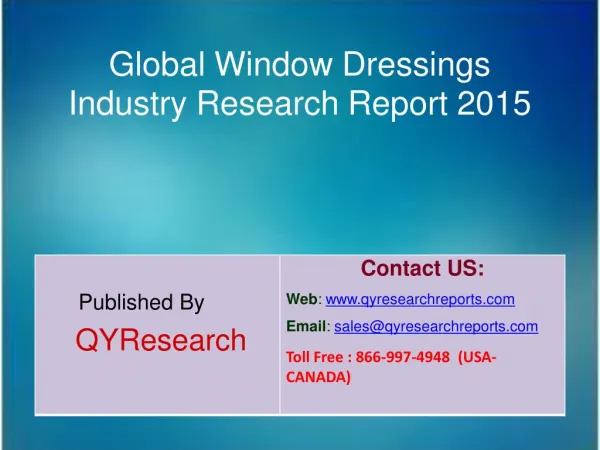 Global Window Dressings Market 2015 Industry Trends, Analysis, Outlook, Development, Shares, Forecasts and Study
