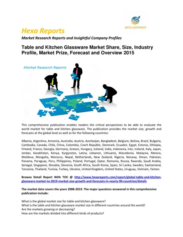 Table and Kitchen Glassware Industry 2015 Market Size, Share, trends and Forecast 2015