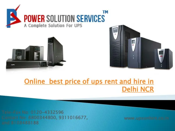 Online UPS on rent and hire in Delhi NCR