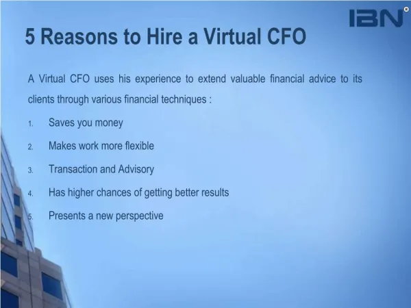 Virtual CFO Services | Outsourced CFO services | IBN