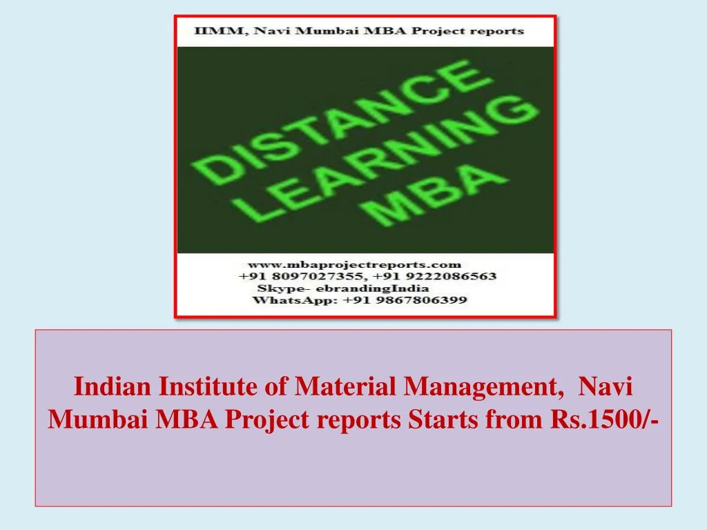 indian institute of material management navi mumbai mba project reports starts from rs 1500