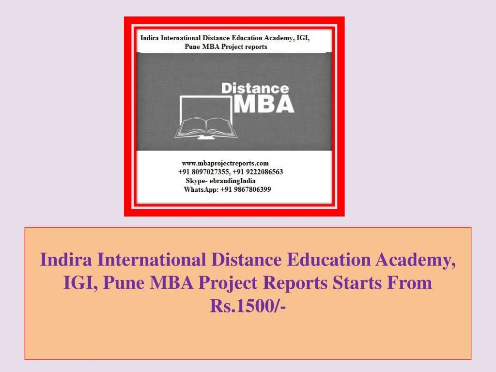 indira international distance education academy igi pune mba project reports starts from rs 1500