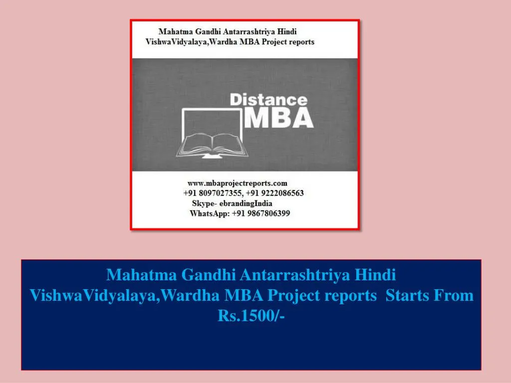 mahatma gandhi antarrashtriya hindi vishwavidyalaya wardha mba project reports starts from rs 1500