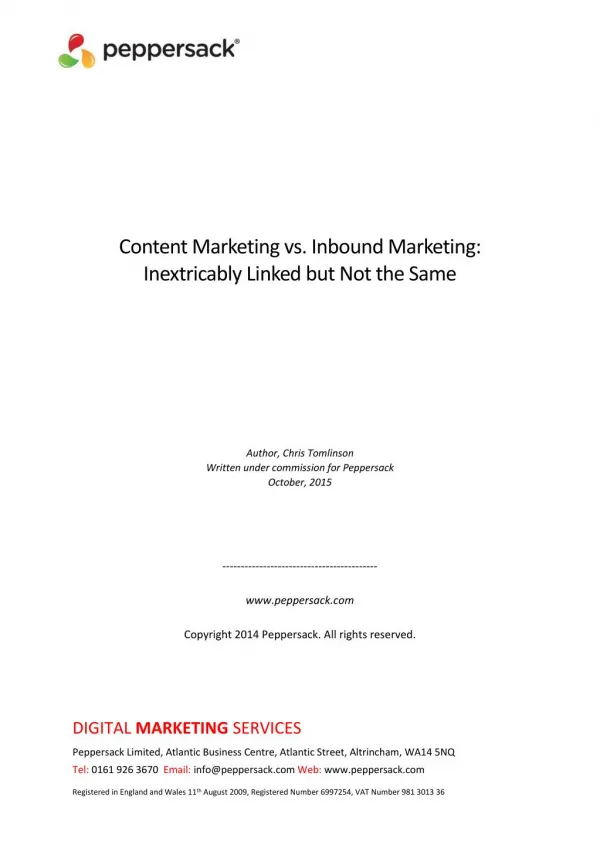 Content Marketing vs. Inbound Marketing: Inextricably Linked but Not the Same