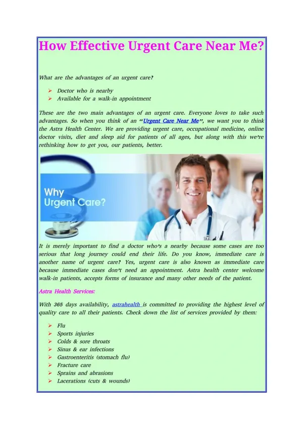 How Effective Urgent Care Near Me?