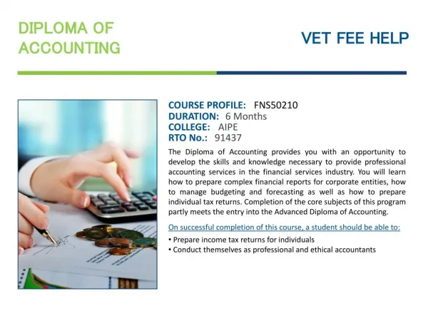 Diploma of Accounting Online Courses Australia