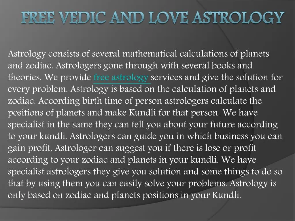 free vedic and love astrology