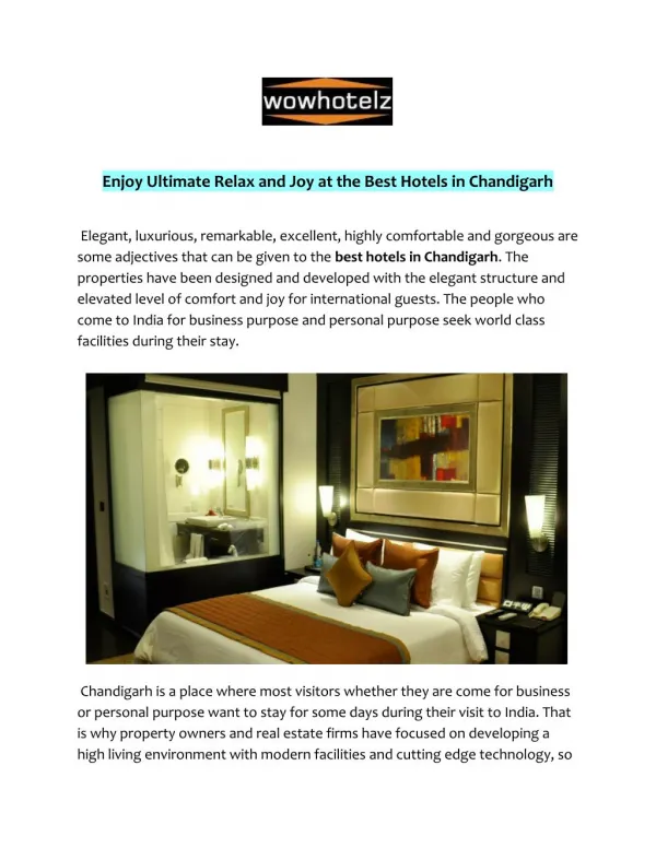 Best Hotels in Chandigarh