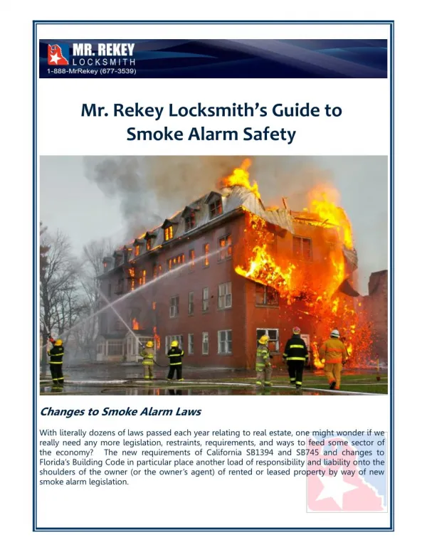Smoke Alarm Safety Tips By Mr. Rekey Locksmith