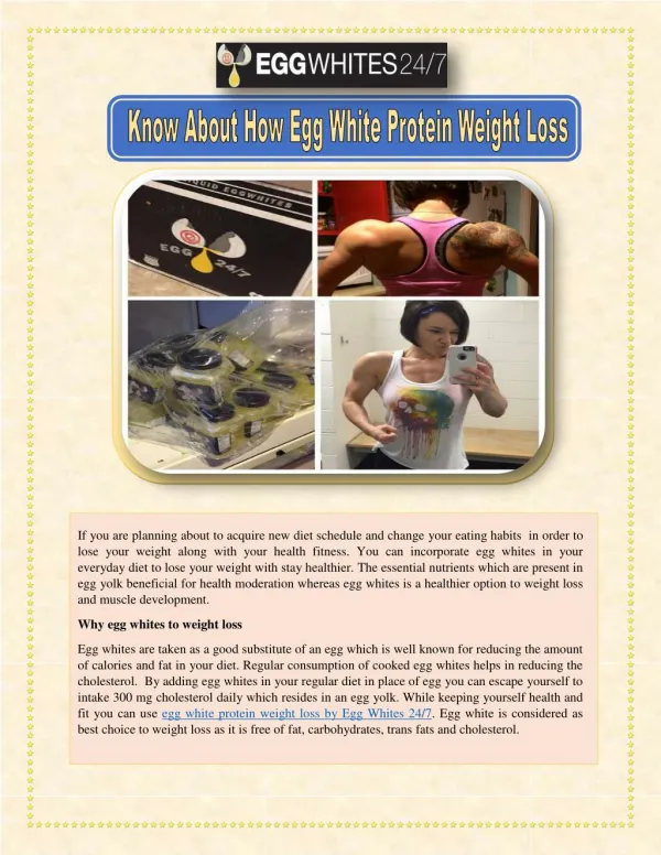 Know about how egg white protein weight loss