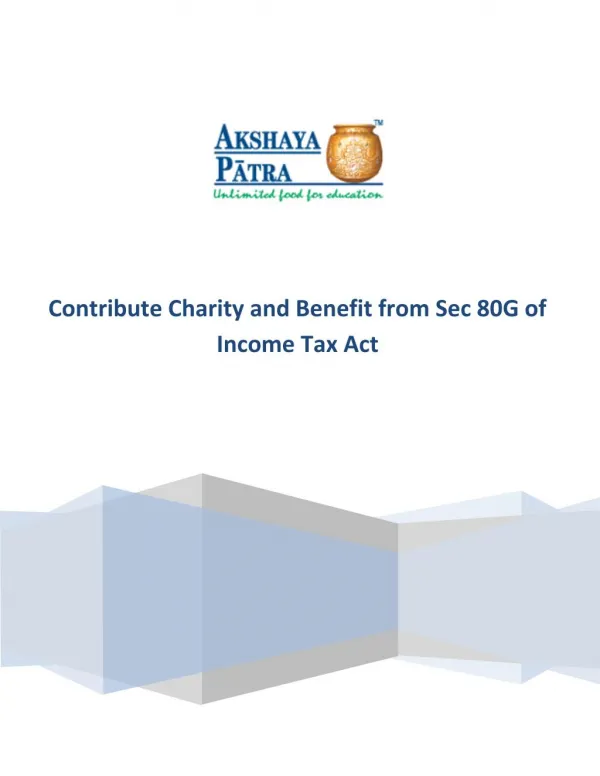 Contribute Charity and Benefit from Sec 80G of Income Tax Act