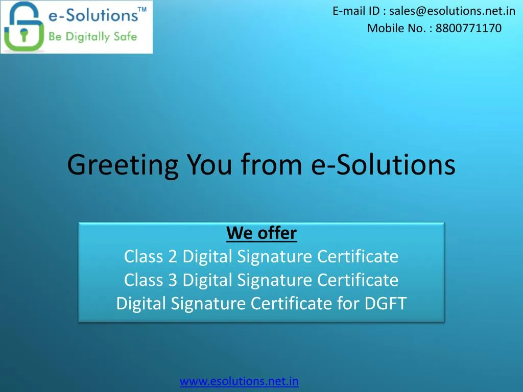 greeting you from e solutions