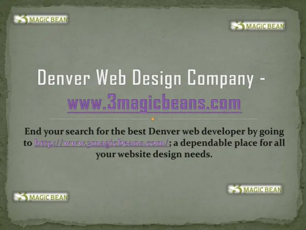 Denver Web Design Company - www.3magicbeans.com