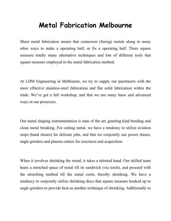 Metal Fabrication Melbourne