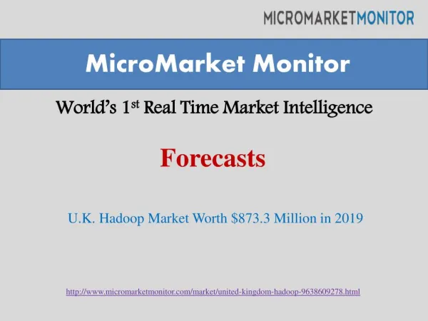 U.K. Hadoop market is expected to grow $873.3 million in 2019 at a CAGR of 54.9%