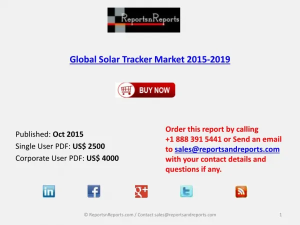 Global Solar Tracker Market 2015-2019