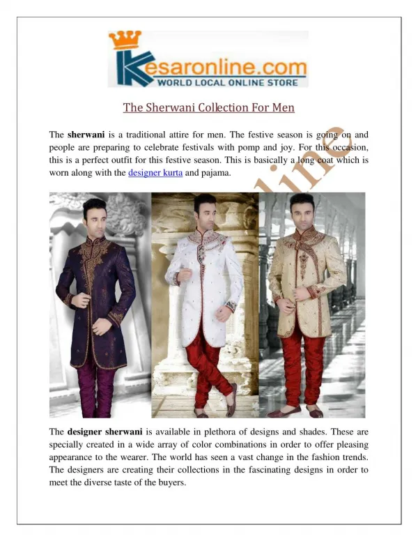 Mens Sherwani Online UK | Designer Sherwani Online Shopping
