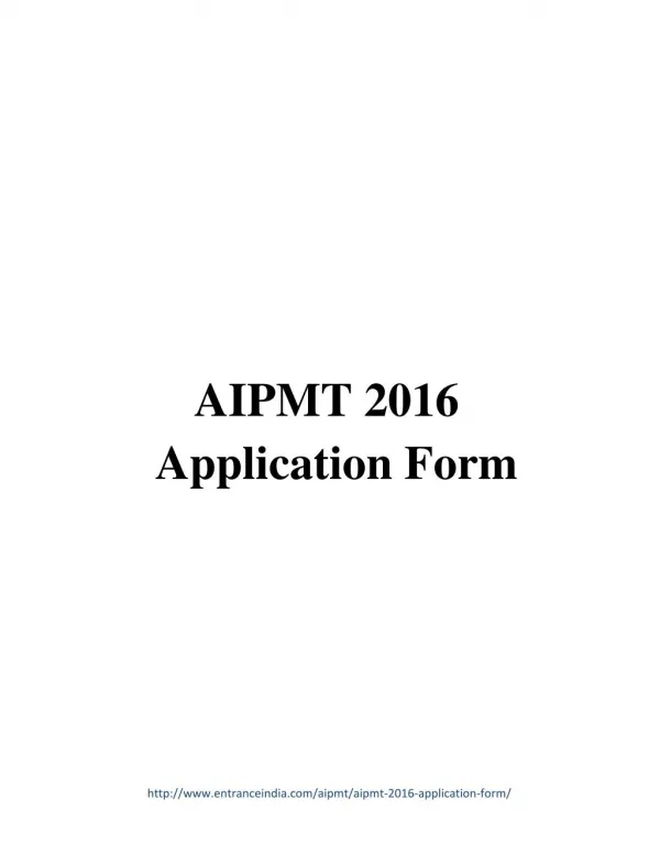 AIPMT 2016 Application Form