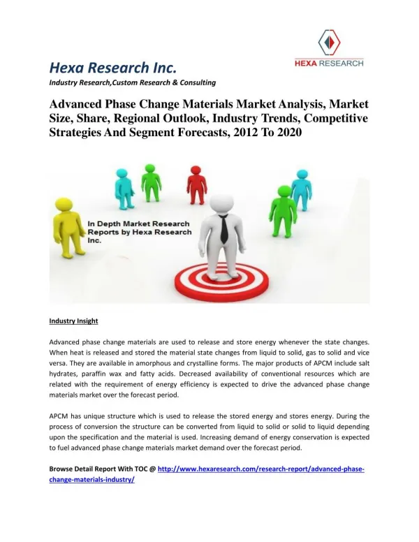Advanced Phase Change Materials Market Analysis, Market Size, Share, Regional Outlook, Industry Trends, Competitive Stra