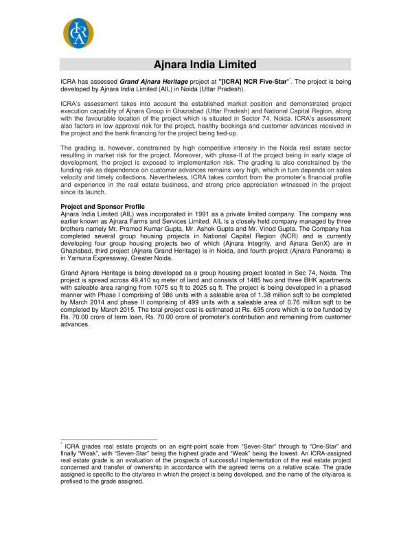 Ajnara Group Review Ajnara India Limited