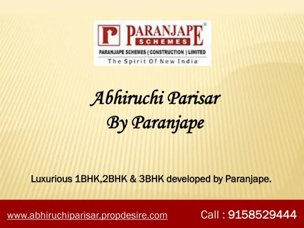 1 BHK Flats in Sinhgad Road Pune, Paranjape Abhiruchi Parisar