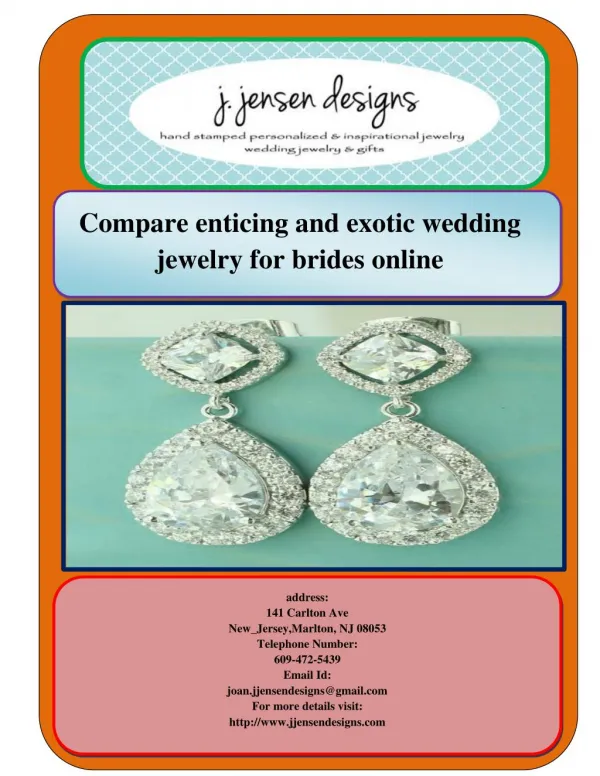 Compare enticing and exotic wedding jewelry for brides online