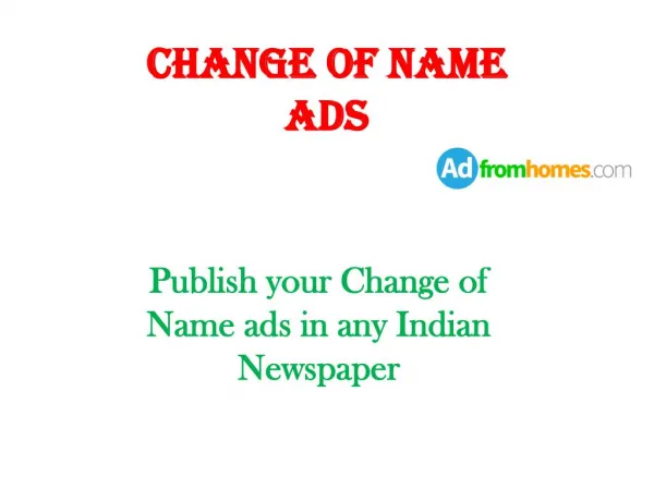name change advertisement in Indian newspaper