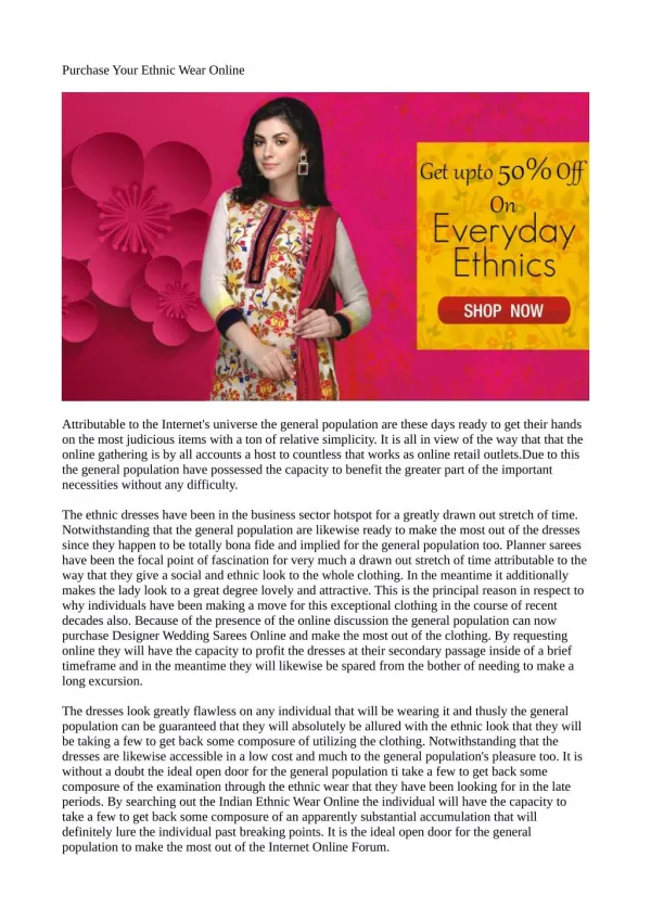 Purchase Your Ethnic Wear Online
