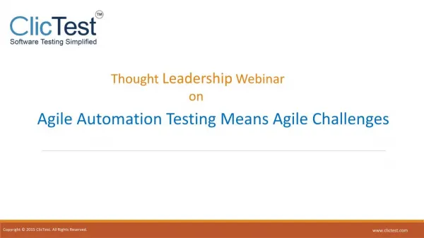 Webinar: Agile Automation Testing Means Agile Challenges