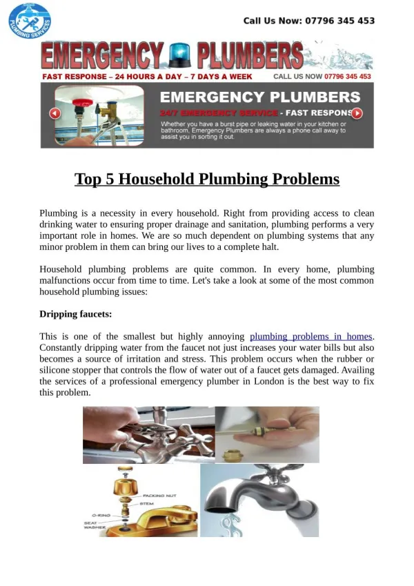 Top 5 Household Plumbing Problems
