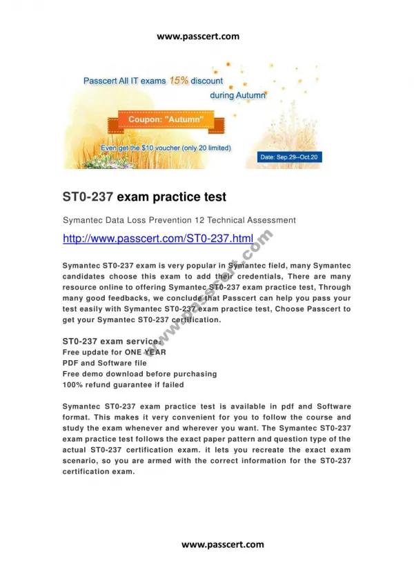 Symantec ST0-237 exam practice test